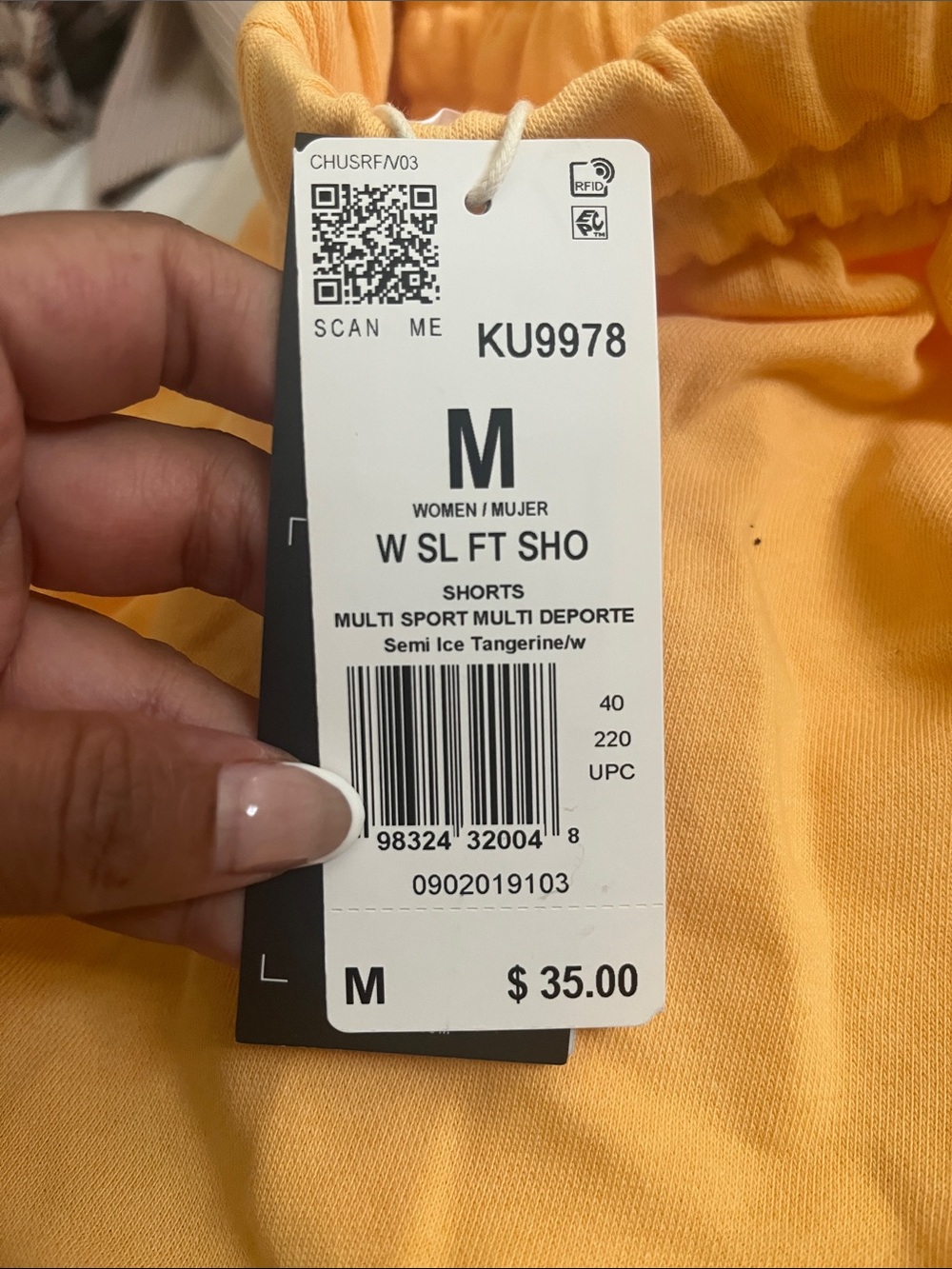 adidas Women’s Beige Athletic Cargo Shorts semi ice tangerine 🍊 medium new - Picture 3 of 3